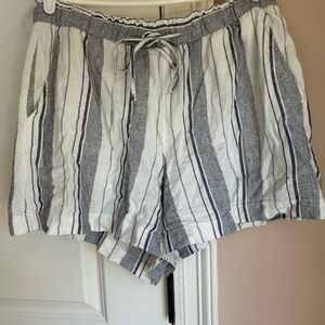 Striped Linen Blend Shorts